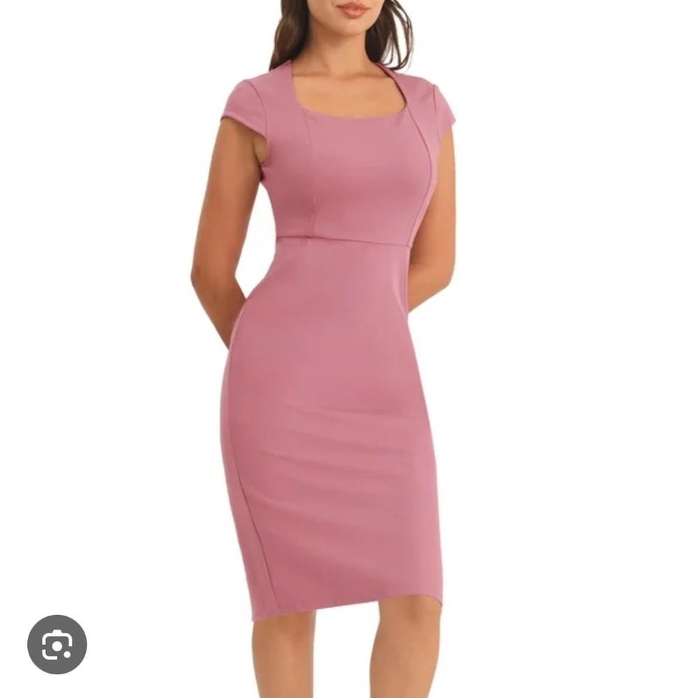 J. Crew Pink Sheath Midi Dress with Cap Sleeves